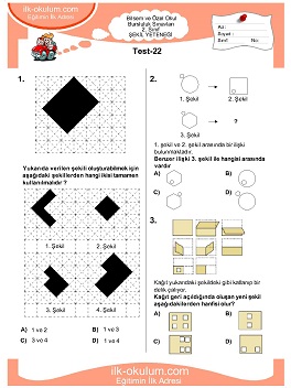 ilkokul 1. Sınıf Bilsem Zeka Testi 